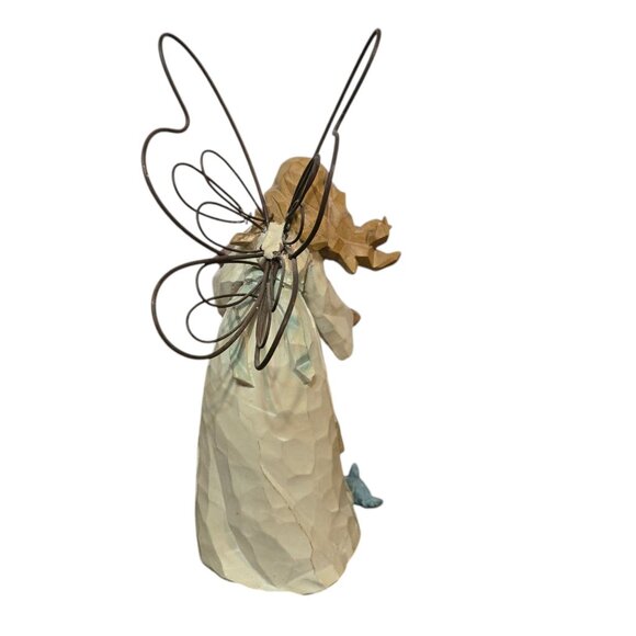 Angel Figurine Feeding Blue Birds Bluebirds Wire Wings AS IS - Picture 4 of 16